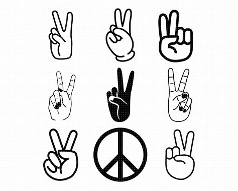 Drawing Illustration Digital Outline Hand Svg Peace Svg Clipart Peace