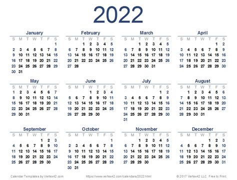 Large Printable Calendar 2022 Printable World Holiday