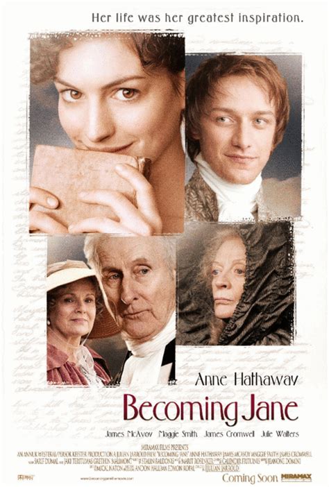 Becoming jane, also starring the acclaimed maggie smith, james cromwell and julie walters, is an enchanting and imaginative film you ll fall head even if i don't really know jane austen much, i want to know more about her, so i'm going to read her seven novels! Becoming Jane | Afiche de cine, Dramas de época, La joven ...