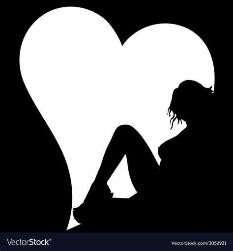 Sexy Girl Silhouette And Heart On Black Vector By Drgaga Image