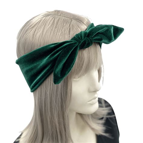 Emerald Green Velvet Bow Headband For Women Handmade Birthday Etsy