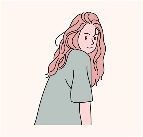 Una Mujer Bonita Está Mirando Hacia Atrás Ilustraciones De Diseño De