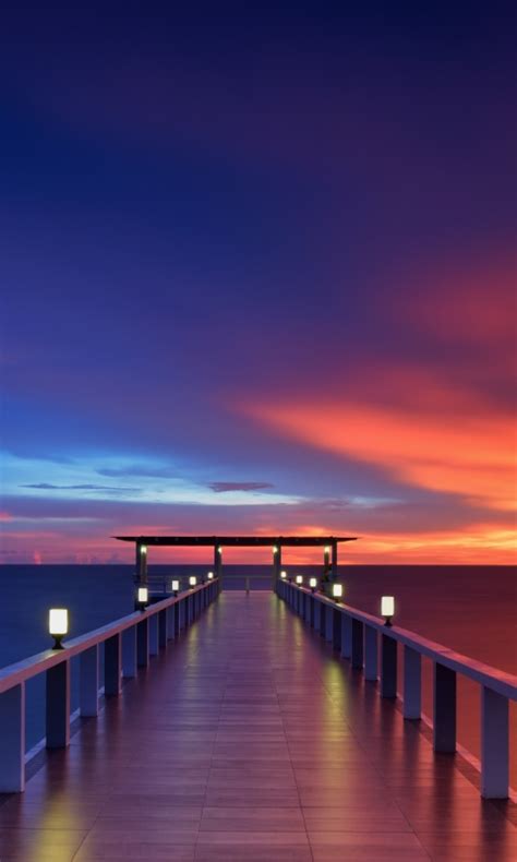 Wooden Pier Wallpaper 4k Bridge Sunset Horizon Resort Dawn