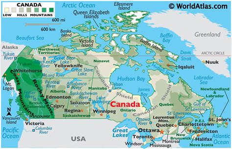 Canada Op Wereldkaart Kaart