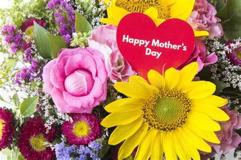 Happy Mother S Day Greeting Card With Bouquet Of Flowers Stock Image