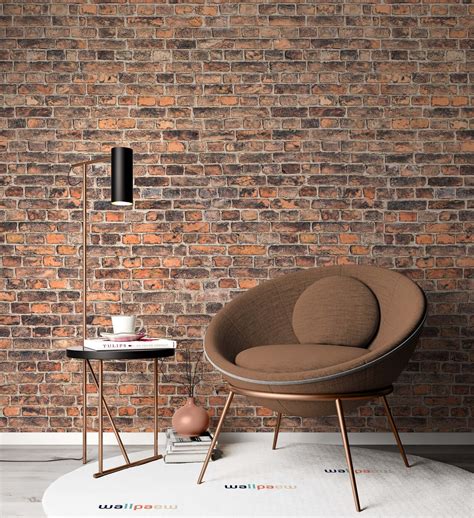 Old Orange Black Brick Wall Wallpaper Self Adhesive Peel And Etsy