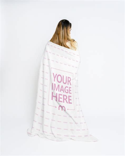 Mockup Of A Blanket On The Shoulders Of A Person Mediamodifier