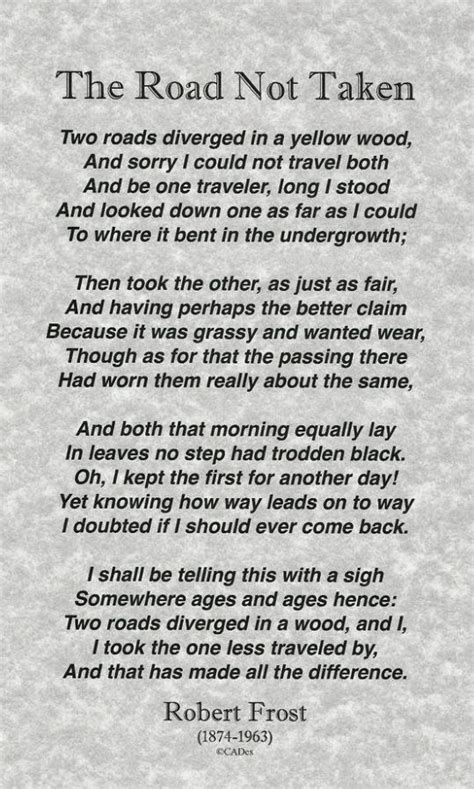 Poem The Road Not Taken Author Robert Frost Love Quotes From