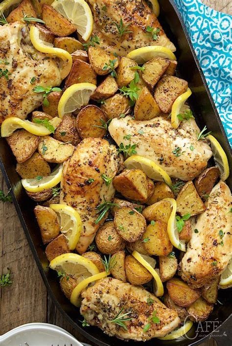 We usually roast chickens breast side down to ensure tender breast meat. Roasted Chicken and Potatoes with Garlic, Lemon and Herbs