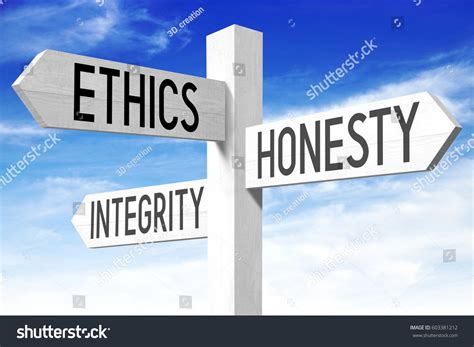 Ethics Honesty Integrity Concept Wooden SignpostẢnh Có Sẵn603381212