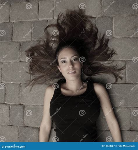 Woman Laying With Her Hair Spread Out Stock Image Image Of Beauty Fanned 10643627