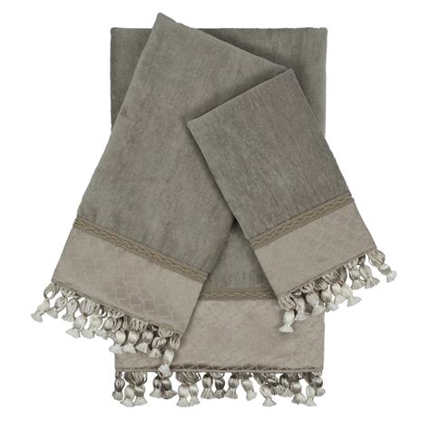 Sherry Kline Rochdale Grey 3 Piece Embellished Towel Set