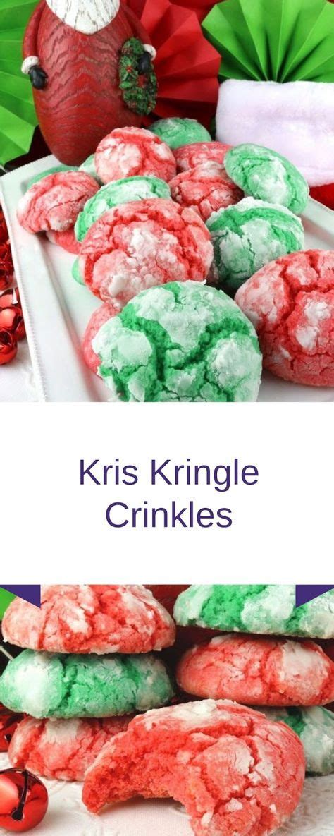 They are similar to chocolate chip cookies, with the milk chocolate chips replaced with white chocolate chips and dried cranberries. Kris Kringle Crinkles #christmas #cookies #holidays ...
