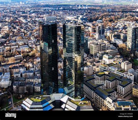 Frankfurtgermanyaerial View Of Two Deutsche Bank Towers From Helaba