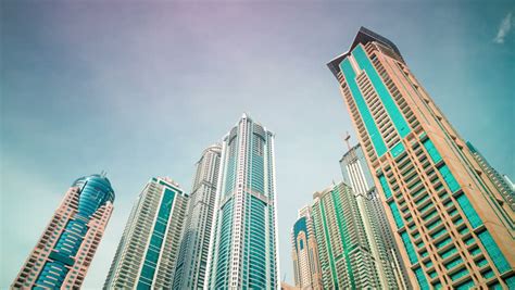 Sunset Day Dubai Marina Jbr Apartment Buildings Top Panorama 4k Time
