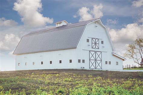 White Gambrel Barn With Gray Trim And Roof Gambrel Barn Barn