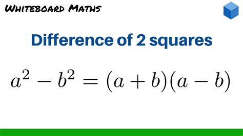 Difference Of Two Squares Formula Youtube