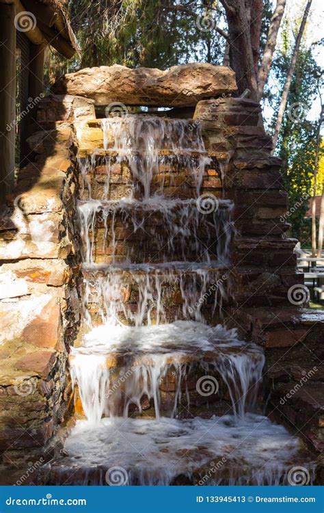 Decorative Stone Waterfall Stock Image Image Of Green 133945413