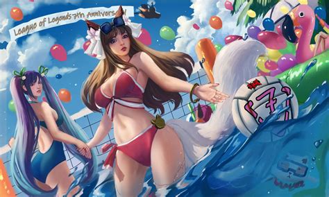 Pool Party Ahri And Sona Wallpapers And Fan Arts League Of Legends