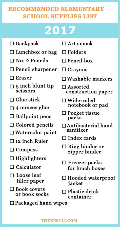 Free Downloads School Supply Checklist By Grade Gamba