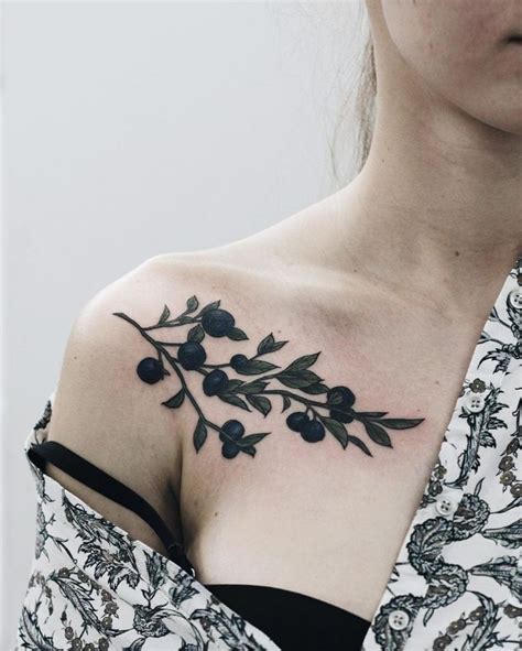 20 Beautiful Blueberry Tattoo Designs Chest Piece Tattoos Tattoos Trendy Tattoos