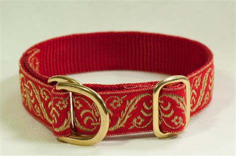 Limited Slip Hound Collar in Red and Gold Florence Design - Hamilton Hounds