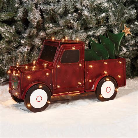 Holiday Time Christmas Decor 32 3d Metallic Truck With Tree Sculpture