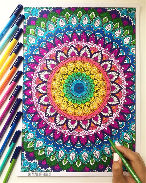 Colorful A3 Mandala 🤗 Mandala Design Art Mandala Art Lesson Mandala