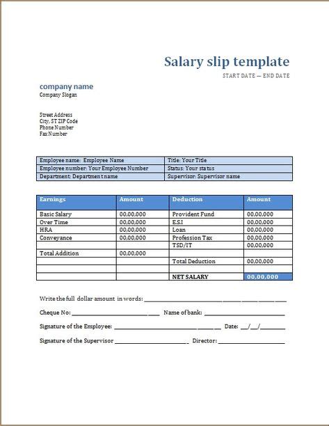 19 Salary Slip Templates Payroll Template Salary Templates