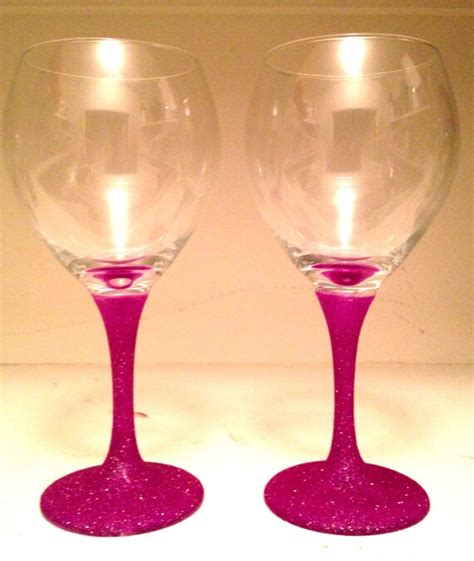 Bright Purple Glitter Wine Glasses By Thesaltypickle On Etsy
