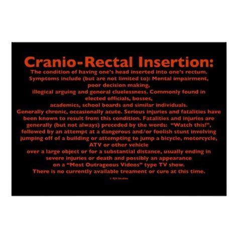 Cranio Rectal Insertion Poster Funny Posters School Board Decision