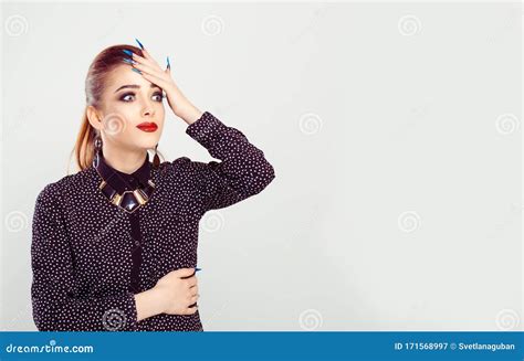 Regrets Wrong Doing Closeup Portrait Silly Young Business Woman Stock Image Image Of Girl