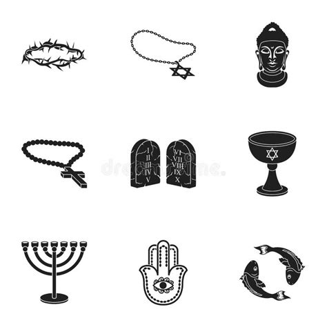 Religion Set Icons In Black Style Big Collection Of Religion Vector