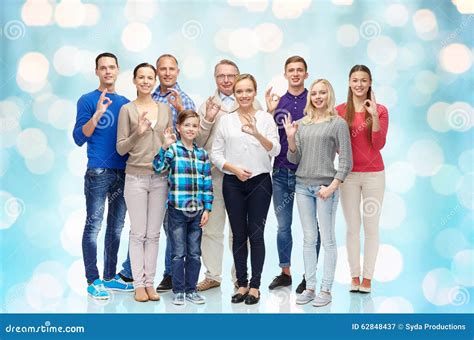 Group Of Happy People Showing Ok Hand Sign Stock Image Image Of