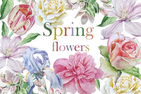 Choose a topic to get started: Spring flowers. Watercolor. ~ Graphic Objects ~ Creative ...