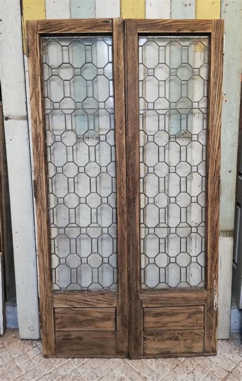 Dp0259 Pair Of Reclaimed Oak Astragal Glazed Internal Doors