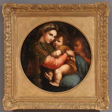 194 Oil Painting Madonna Della Sedia After Raphael