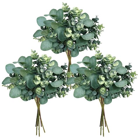 Buy Winlyn 18 Pcs Artificial Eucalyptus Leaves Stems Bulk Faux Greenery