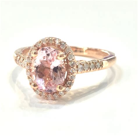 Rose Gold Oval Shape Morganite Engagement Ring