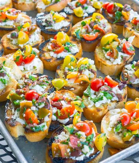 Brush the baguette slices lightly with olive oil on both sides and season with salt and pepper. Grilled Goat Cheese Bruschetta - Savor with Jennifer