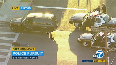 stolen vehicle suspect leads authorities on chase in south los angeles abc7 los angeles
