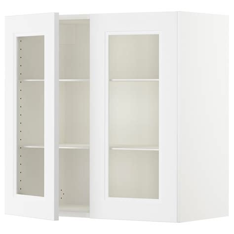 Sektion Wall Cabinet With 2 Glass Doors Whiteaxstad Matt White