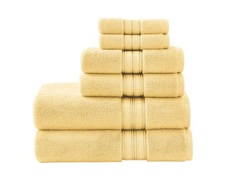 Bhg 6 Piece Thick And Plush Solid Cotton Bath Towel Set Yellow Sundial