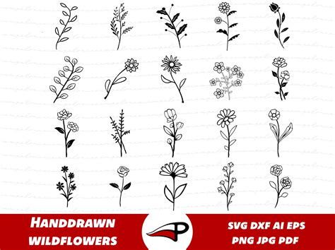 Hand Drawn Wildflowers Svg Files