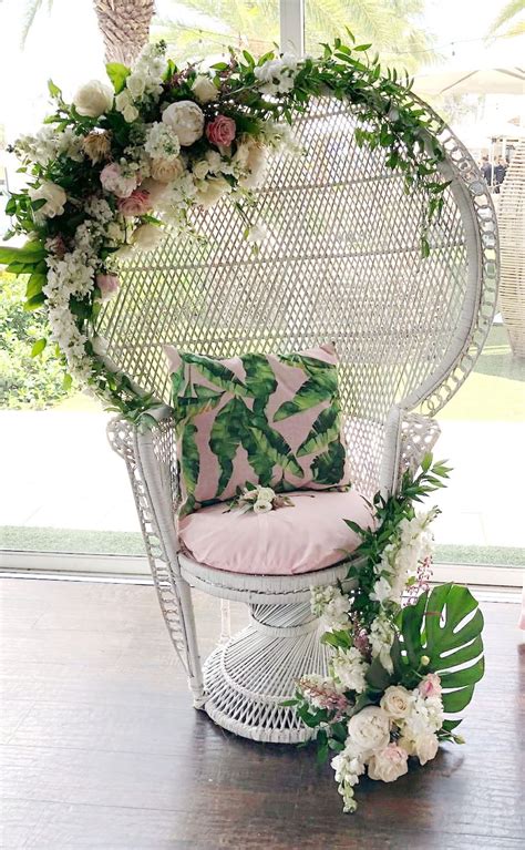 Wicker Chair Custom Decoration With Fresh Flowers And Draping Available