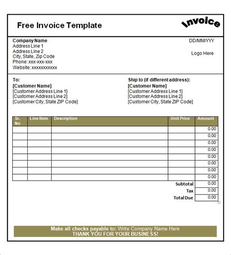 Free 47 Sample Blank Invoice Templates In Ms Word