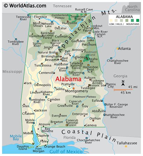 Map Of Mountains In Alabama World Map