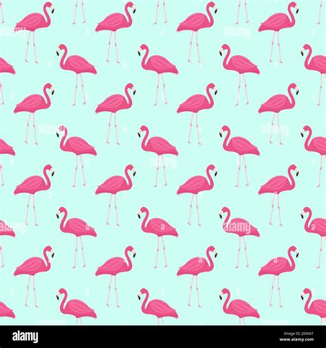 Pink Flamingo Seamless Pattern Summer Tropical Endless Background