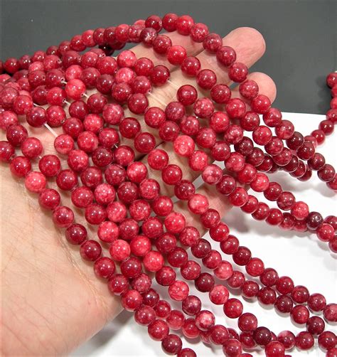 Malaysia Red Jade 8 Mm Round Beads Full Strand 48 Beads Etsy