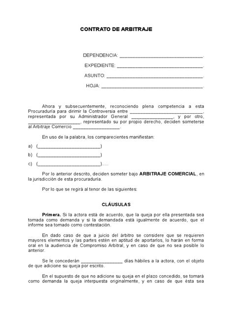 Contrato De Arbitraje Pdf Arbitraje Evidencia Ley